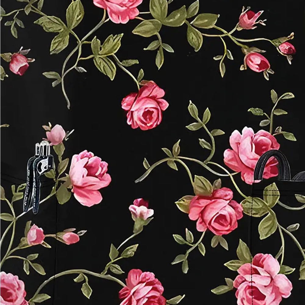Scrubs Floral V-Neck Nurses Women's Top - Picture 5 of 5